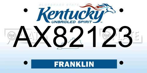 AX82123 Kentucky License Plate