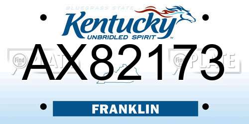 AX82173 Kentucky License Plate