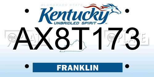 AX8T173 Kentucky License Plate