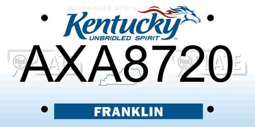AXA8720 Kentucky License Plate