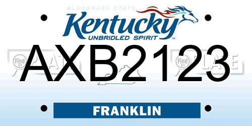 AXB2123 Kentucky License Plate