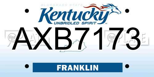 AXB7173 Kentucky License Plate