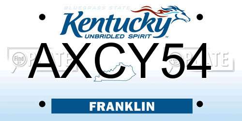 AXCY54 Kentucky License Plate