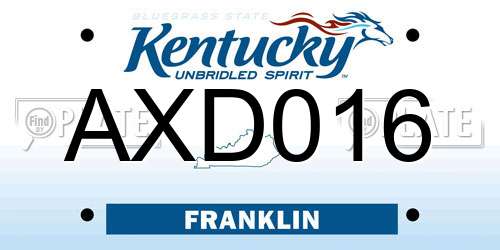 AXD016 Kentucky License Plate
