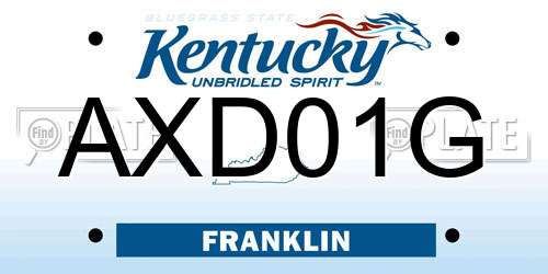 AXD01G Kentucky License Plate