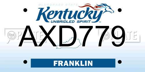 AXD779 Kentucky License Plate
