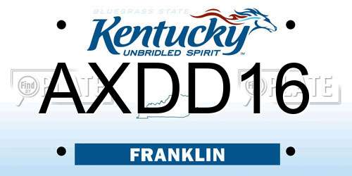 AXDD16 Kentucky License Plate