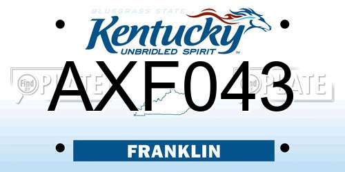 AXF043 Kentucky License Plate