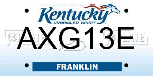 AXG13E Kentucky License Plate