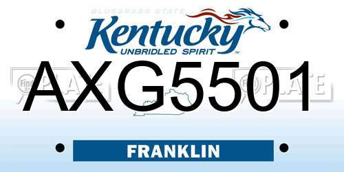 AXG5501 Kentucky License Plate