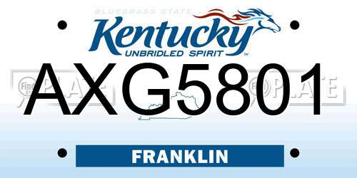 AXG5801 Kentucky License Plate