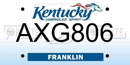 AXG806 Kentucky License Plate
