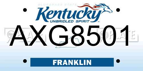 AXG8501 Kentucky License Plate
