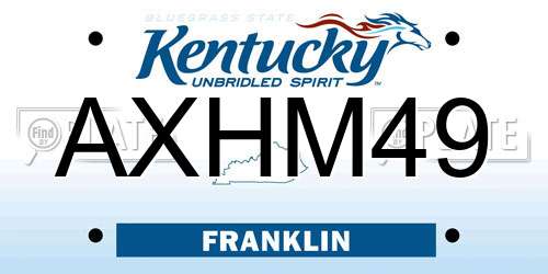 AXHM49 Kentucky License Plate