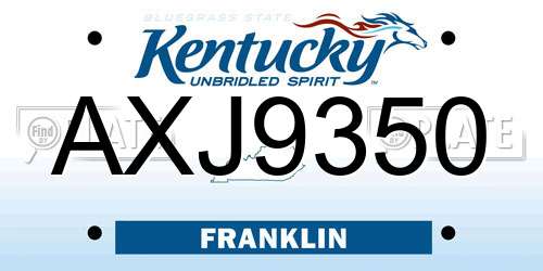 AXJ9350 Kentucky License Plate