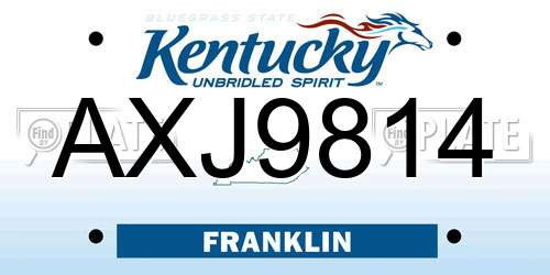 AXJ9814 Kentucky License Plate