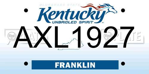 AXL1927 Kentucky License Plate