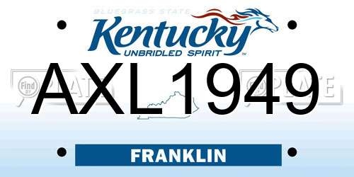 AXL1949 Kentucky License Plate