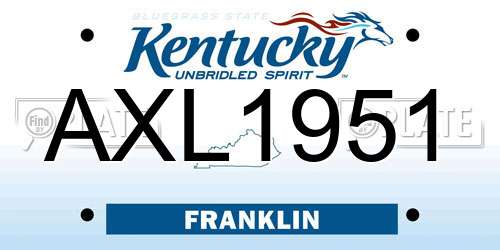 AXL1951 Kentucky License Plate