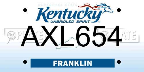 AXL654 Kentucky License Plate