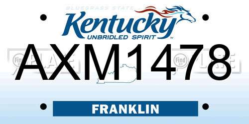 AXM1478 Kentucky License Plate
