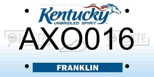 AXO016 Kentucky License Plate