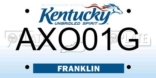 AXO01G Kentucky License Plate