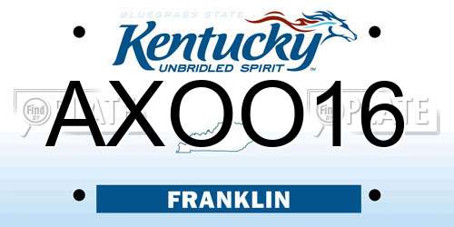 AXOO16 Kentucky License Plate
