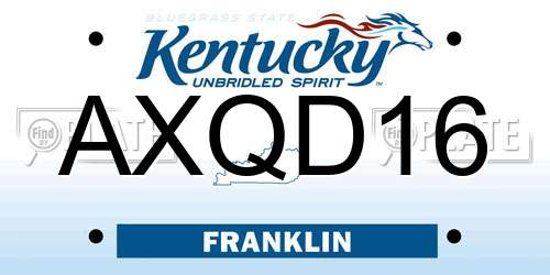 AXQD16 Kentucky License Plate