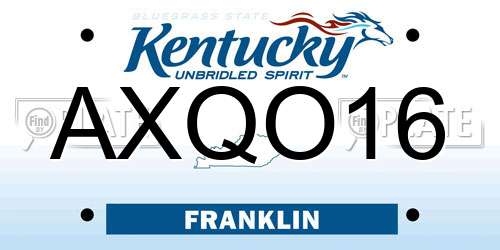 AXQO16 Kentucky License Plate