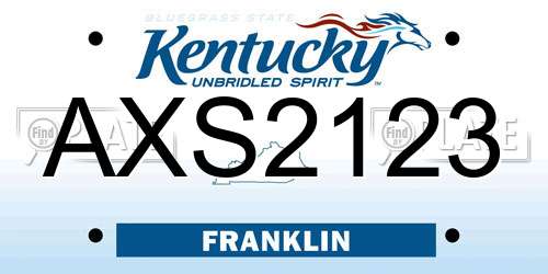 AXS2123 Kentucky License Plate