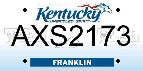 AXS2173 Kentucky License Plate