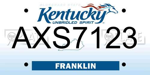 AXS7123 Kentucky License Plate