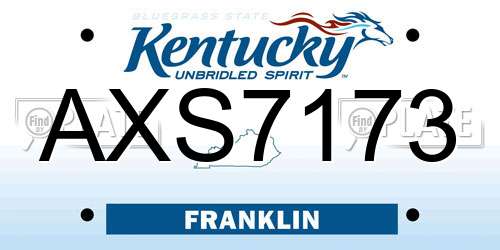 AXS7173 Kentucky License Plate