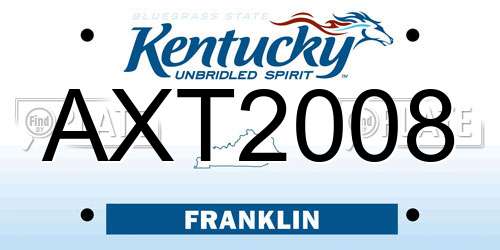 AXT2008 Kentucky License Plate