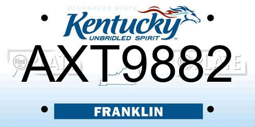 AXT9882 Kentucky License Plate