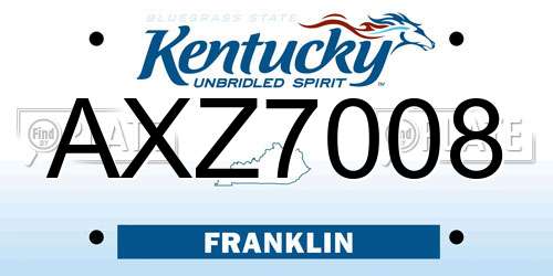 AXZ7008 Kentucky License Plate