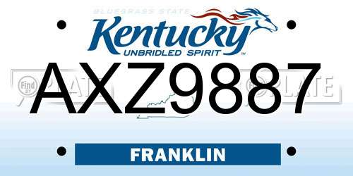 AXZ9887 Kentucky License Plate