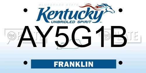 AY5G1B Kentucky License Plate