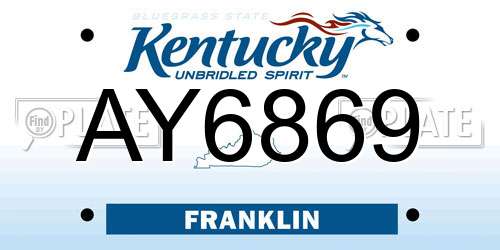 AY6869 Kentucky License Plate