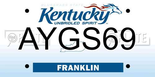 AYGS69 Kentucky License Plate
