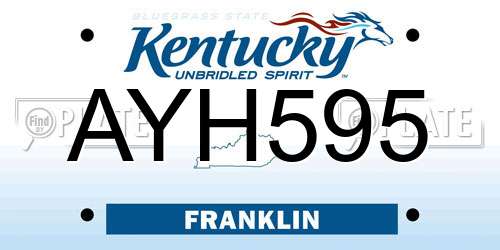 AYH595 Kentucky License Plate