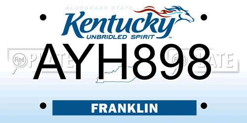 AYH898 Kentucky License Plate