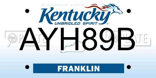 AYH89B Kentucky License Plate