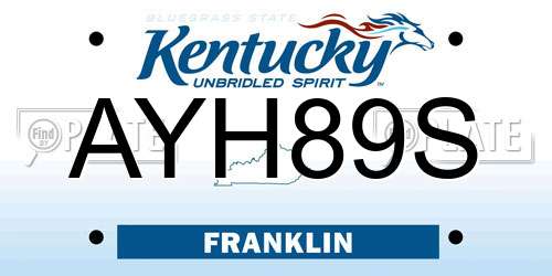 AYH89S Kentucky License Plate