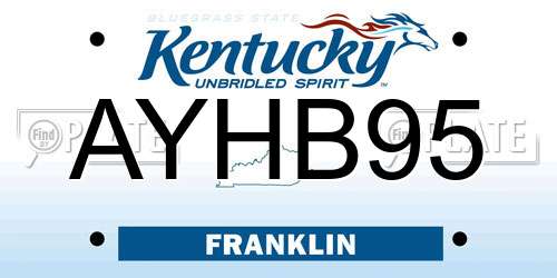 AYHB95 Kentucky License Plate