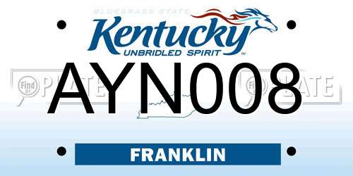AYN008 Kentucky License Plate