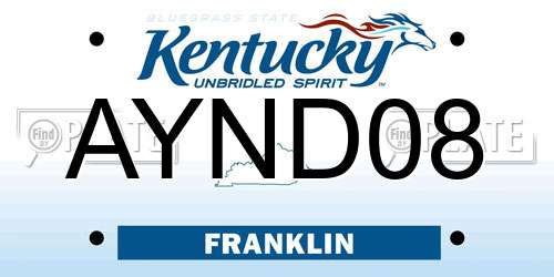AYND08 Kentucky License Plate
