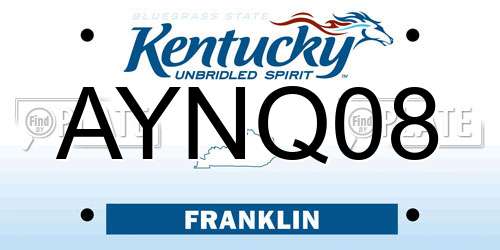 AYNQ08 Kentucky License Plate