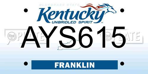 AYS615 Kentucky License Plate